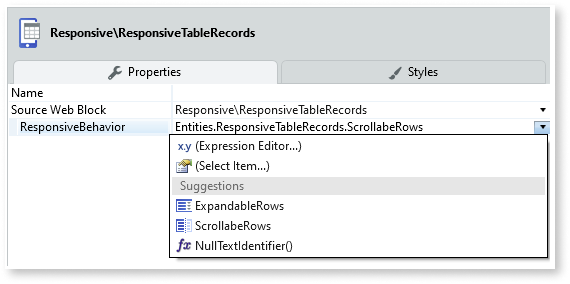 Responsive Table - OutSystems 11 ドキュメンテーション