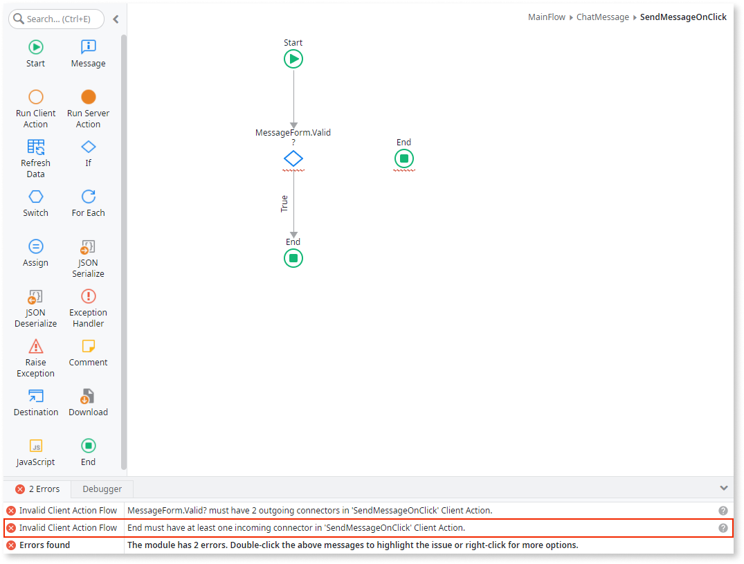 Invalid Flow Error - OutSystems 11 Documentation