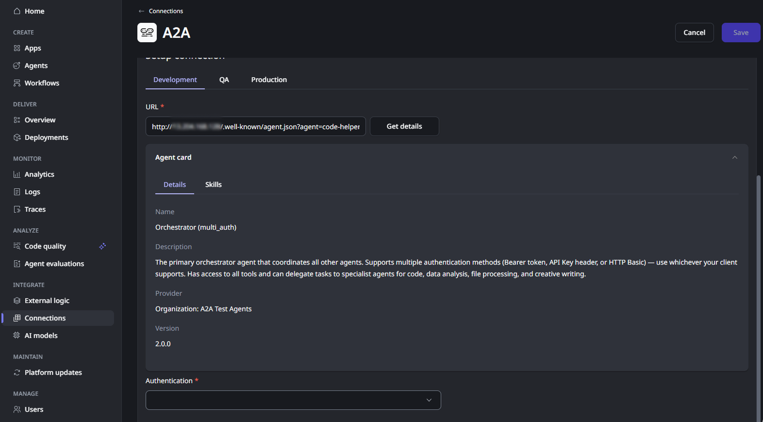 Adding external agents in the ODC portal using A2A - ODC Documentation