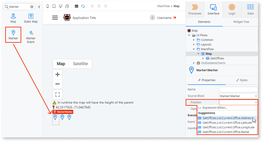 How to use the Map component - OutSystems 11 Documentation