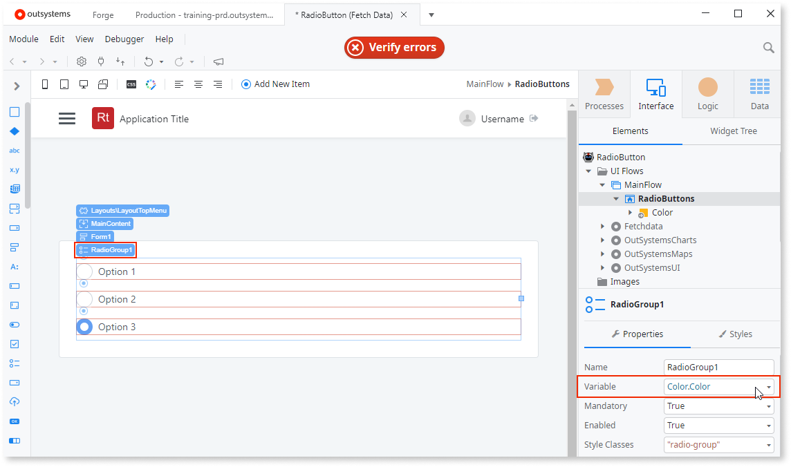 Pick Only One Option in a Group of Choices - OutSystems 11 Documentation